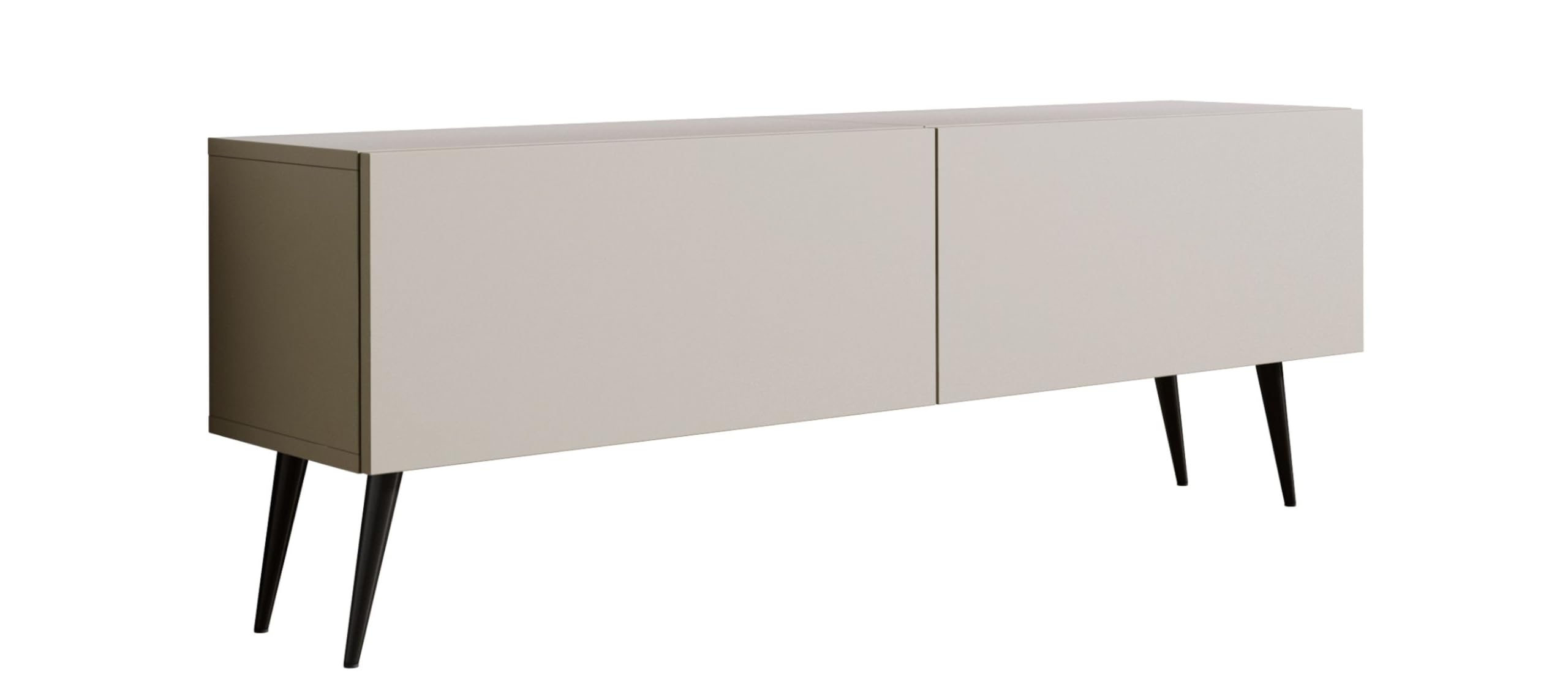 3E 3xE living.com TV-Schrank: Zwei Türen, Zwei Regale, Farbe Kaschmir, Schwarze Beine, A: B: 140 cm, H: 52 cm, T: 32 cm,