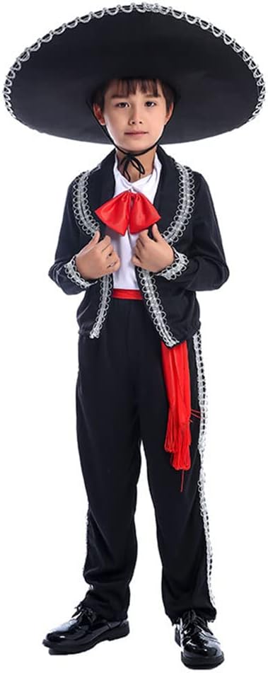 STIOEDYUAN Kids Mexican Costume Folklorico Cinco De Mayo Amigo Day Of The Dead Mariachi Halloween Cosplay Outfit Fiesta - Image 5