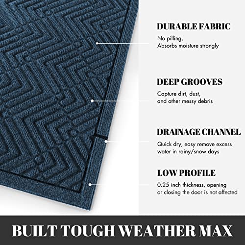 Yimobra Door Mat Outdoor Entrance With Water Freeing Port, Heavy Duty Durable Non Slip Front Doormat Outdoor Indoor For Home Entranway, Patio Entrance Mat, Natural Rubber Backing, 29.5 X 17 Inch, Blue #TOP1