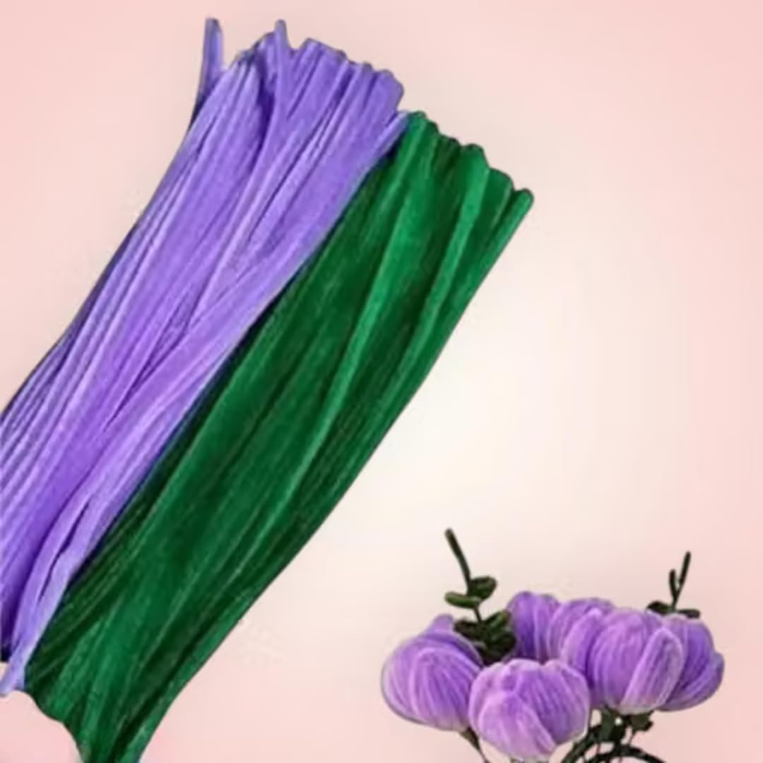 200 PCS Pipe Cleaners for Crafts, Lavender & Green Chenille Stems, Soft Bendable DIY Craft Sticks for Kids, School Projects, Flower Making, Christmas Decorations, Art & Craft Supplies-image-9