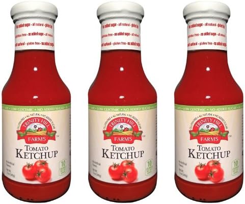 Trinity Hill Farms Tomato Ketchup 12oz Sweetened with Stevia (PACK of 3)