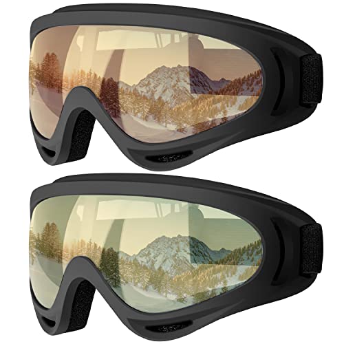 Image of COOLOO Ski Goggles, 2 Pack Snow Goggles Snowboard Goggles for Men Women Kids - UV Protection Foam Anti-Scratch Dustproof