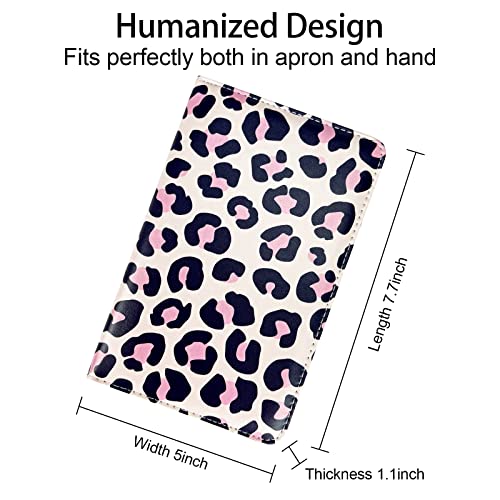 Server Books for Waitress, Waitress/Waiter Book Organizer with Zipper Pouch, Guest Check Book Holder Money Pocket Restaurant Waitstaff Organizer Leopard Pattern - Thumbnail 5