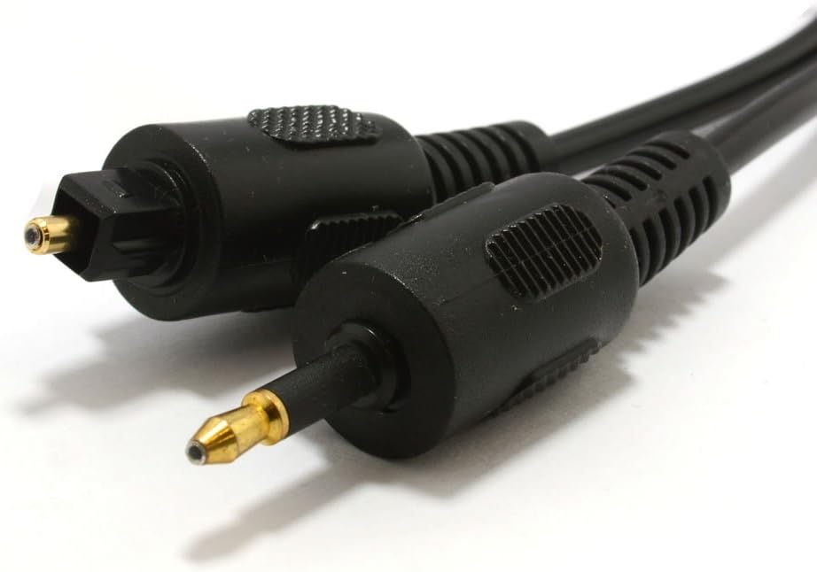 kenable Black Audio Cable TOSlink Plug to Mini-TOSLink Optical 3.5mm Jack 1m (~3 feet)