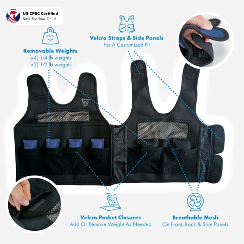 Harkla Weighted Vest for Kids - Neoprene Compression Vest - Ages 5 to 9 - Adjustable Kids Weighted Vest with 2lb weight - Breathable and Washable Compression Vest - Medium - Image 5