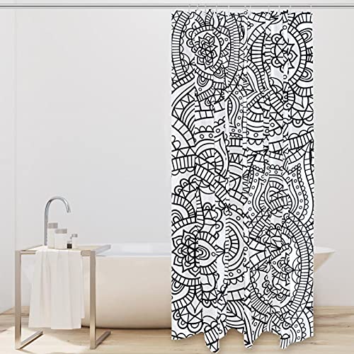 Rideau de douche imperméable anti-moisissure mandala bohème 183cm - 3