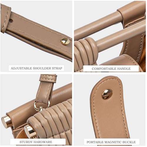 Image of Trendy Woven Evening Clutch Purse Half Round Designer Shoulder /Crossbody Bag Top-Handle Satchel Handbags