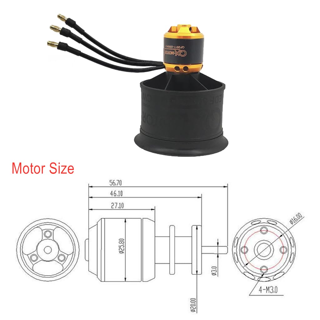 Moteur EDF 50mm 12 Pales – QF2611-5000KV 3-4S – Pour Avion RC – Ventilateur Conduit Avec Moteur Brushless – CW