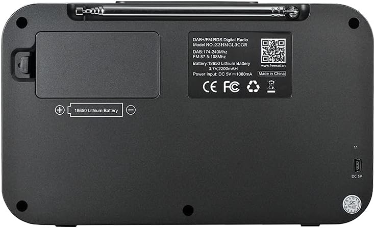 Dab/Dab+ Digital FM Radio 60 Preset Stations Alarms Clock Snooze Timer Rechargeable Battery Dab Radios Portable Digital Radio with USB Charging