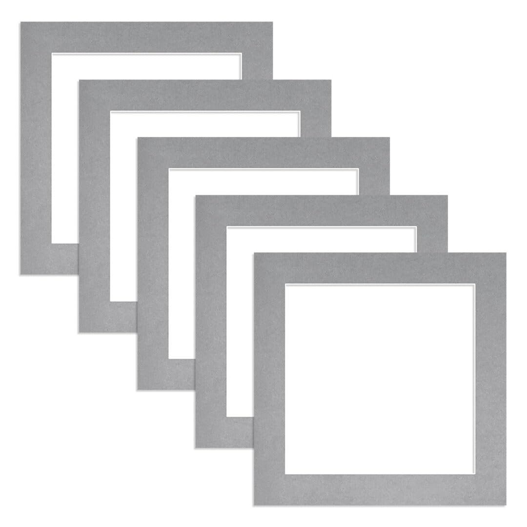 Alison Kingsgate 8X8 Silver Picture Mount for Frame - 6X6 Aperture - Pack 5 — image 1
