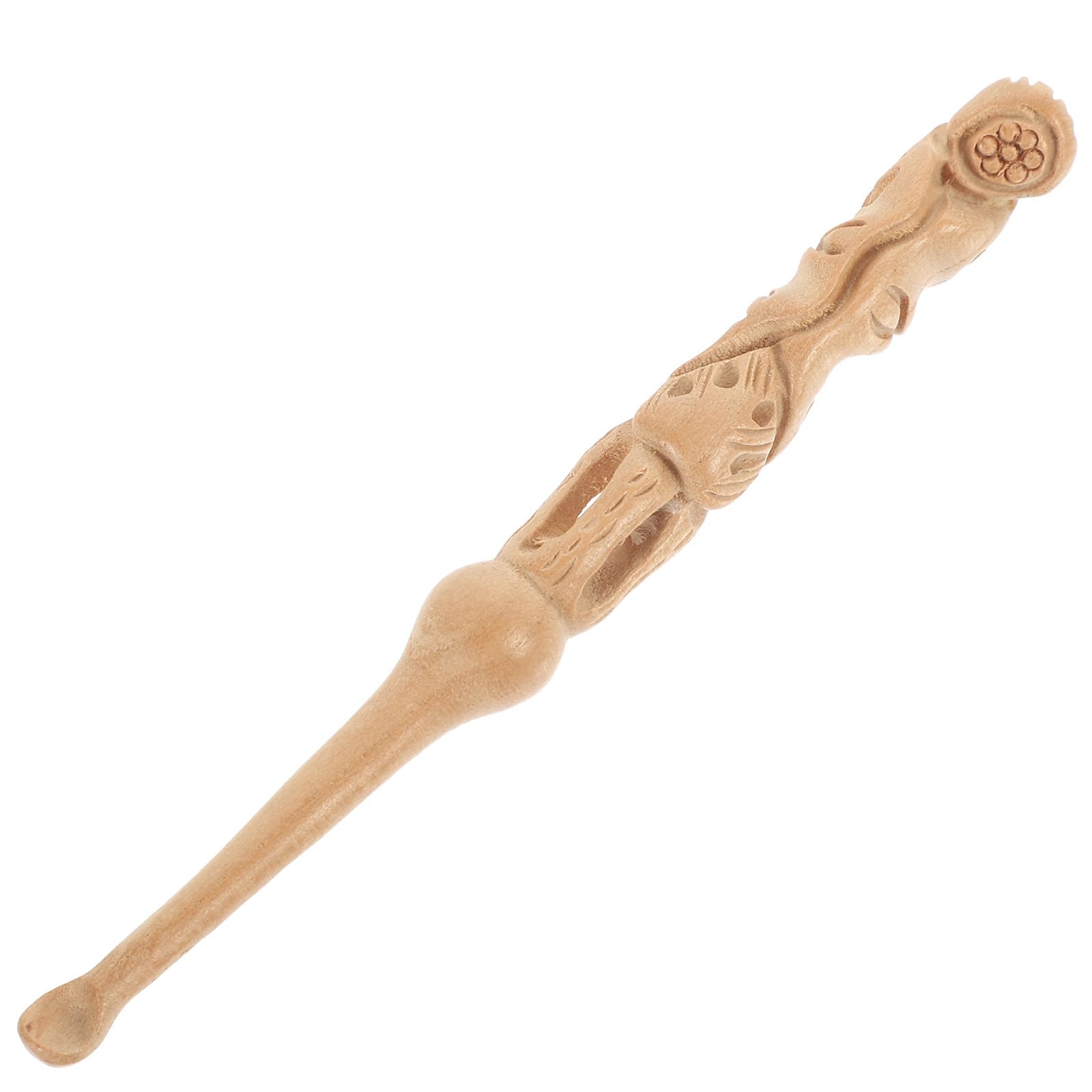 Carved Peach Wood Ear Scoop Earwax Removal Tool Portable Multipurpose Ear Cleaning Spoon for Safe Wax Extraction Health