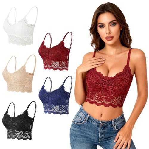 El Mejor Listado de Sujetadores básicos para Mujer de esta semana. 42 DJJAXC Bralettes Acolchados para Mujer, Pack De 5 Sujetadores Deportivos, Sujetadores Deportivos Sin Costuras con Diseño en V,Soporte Suave (MX/US, Alfa, X-Grande, Regular,...