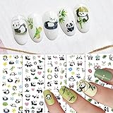 6 Sheets Cute Panda Nail Art Adhesive Sticker 3D Self-Adhesive Nail Decals Art Design Holographic Panda Bamboo Nail Art Sticker Decoration for Women Manicure Tips Acrylic Nails DIY Nails Art Supplies