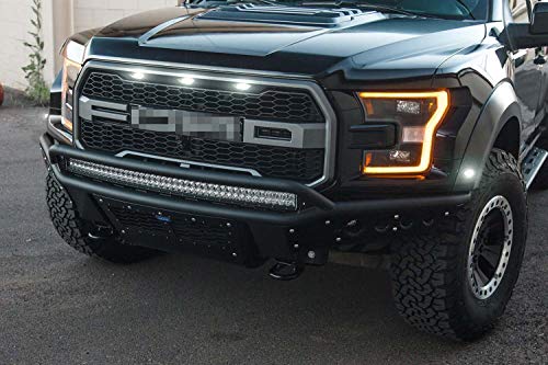 Ijdmtoy Complete 7-Piece Smoked Lens 84-Smd Led Grille Running Lights And Front/Rear Side Marker Lights Compatible With 2010-2014 Ford Raptor (Front White, Rear Red) #TOP5