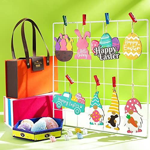 image for Yalikop 24 Pcs Easter Ornaments for Tree Happy Easter Wooden Hanging O