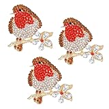 3 Pcs Robin Brooches for Women Uk, Christmas Brooches for Women Uk, Robin Gifts for Womens with Red Sparkly Crystals, Christmas Pin Suitable for Womens Dress Retro Clip Brooch Pins