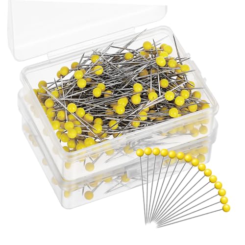 Housoutil Quilting Pins 500 Pcs Glass Head Needle Pins Big Head for Sewing Quilting Jewelry Making