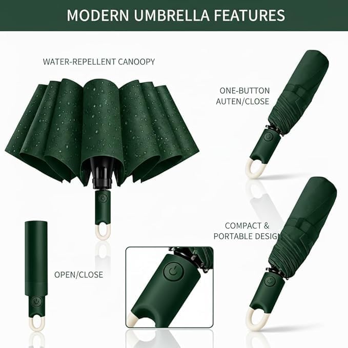 Image of UV Reversible Umbrella with Novelty Carabiner Handle, Travel-Friendly Umbrellas for Sun & Rain Protection, Windproof Compact, Automatic Open /Close,Plant Cutter for Home Garden Men and Women