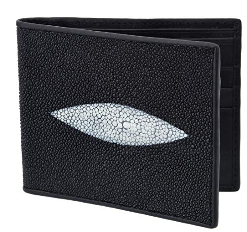 Exotic Stingray Leather Bi-fold Wallet Stingray Genuine Leather Color Black