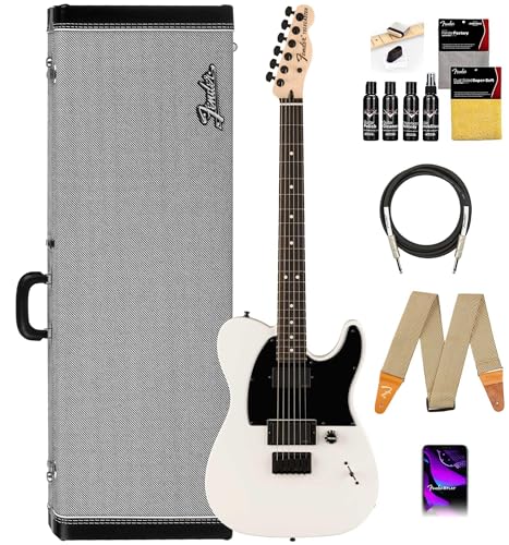 Fender Jim Root Telecaster - Flat White Bundle with Deluxe Black Tweed Hard Case, Cable, Strap and Guitar Cleaning Kit
