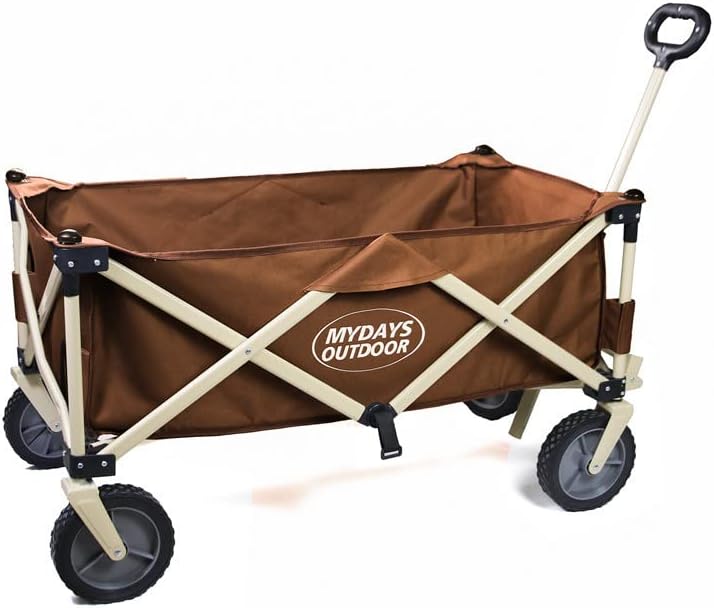 Miniatura 2 de Carro plegable plegable para acampar al aire libre, carrito de playa, carrito de jardín ajustable portátil con ruedas, caqui
