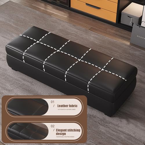 Coffre de rangement en cuir capitonné supportant jusqu'à 300lbs - 5