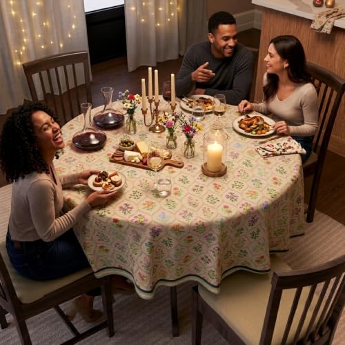 Image of Encasa XO Dining Table Cloth 4 Seater, Water Repellent Table Cover