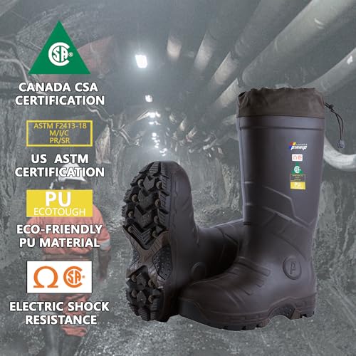 Men's Heavy Duty PU Rubber Work Boots With Composite Toe Waterproof Insulated ASTM F2413-18 Acid & Oil Resistant Anti Slip On Ice2