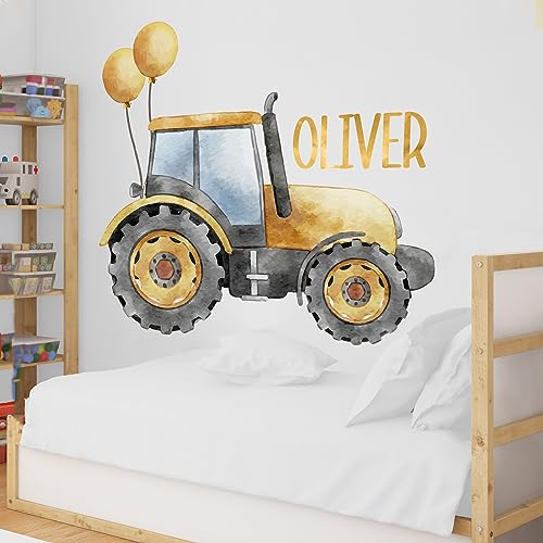 Vinilo Decorativo Personalizado Bulldozer Acuarela Amarillo miniatura 4