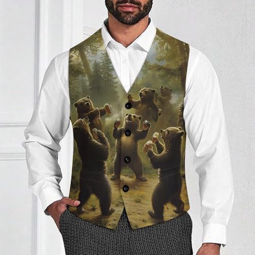 Bear Dance Mens Slim Fit Suit Vest Dress Waistcoat Casual Business Vest2