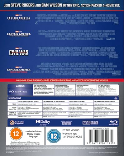 Marvel's Captain America 1-4 Blu-ray con la saga completa multirregión ABC 3