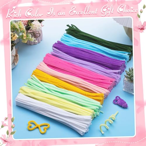Image of Peryiter 500pcs Pipe Cleaner Craft Pack, Colorful Flowers, 12 Inch
