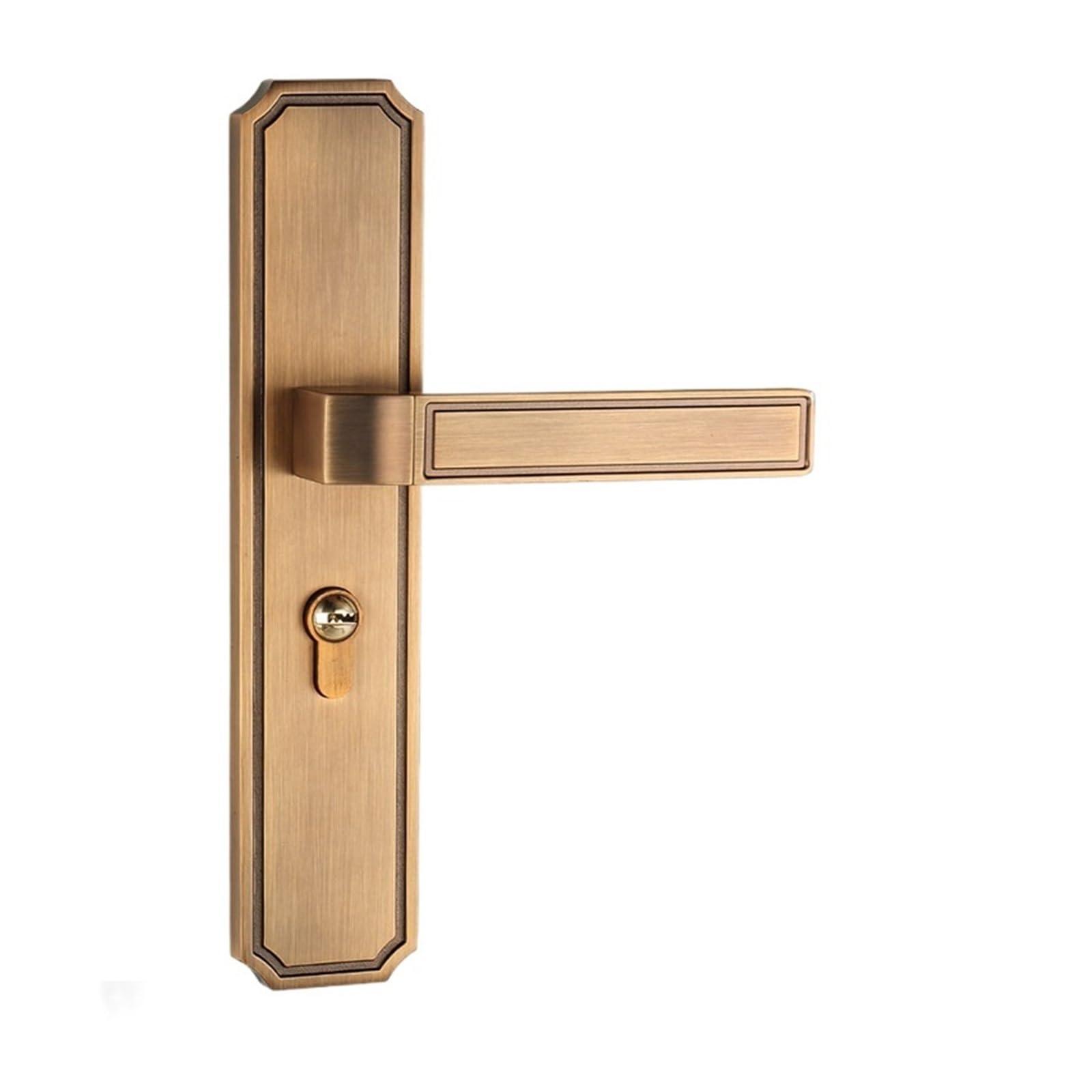 NYRXRYTCA Retro Chinese Bedroom Door Lock Yellow Bronze Indoor Door Wooden Door Handle Silent Magnetic Door Lock(82H53 yellow bronze silent)