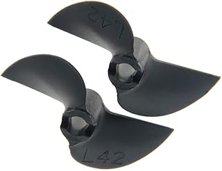 Fielect RC Boat CW CCW Propeller 4.76mm Shaft 2 Vanes 42mm P42mm Fan Shape Pastic Black Rotating Propeller Props for RC Boat, 2 Pair