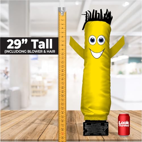 Image of LookOurWay Air Dancers Mini Inflatable Tube Man Set - 29 inch Wacky Waving Inflatable Tube Guy with Blower for Desktop Advertising - Yellow