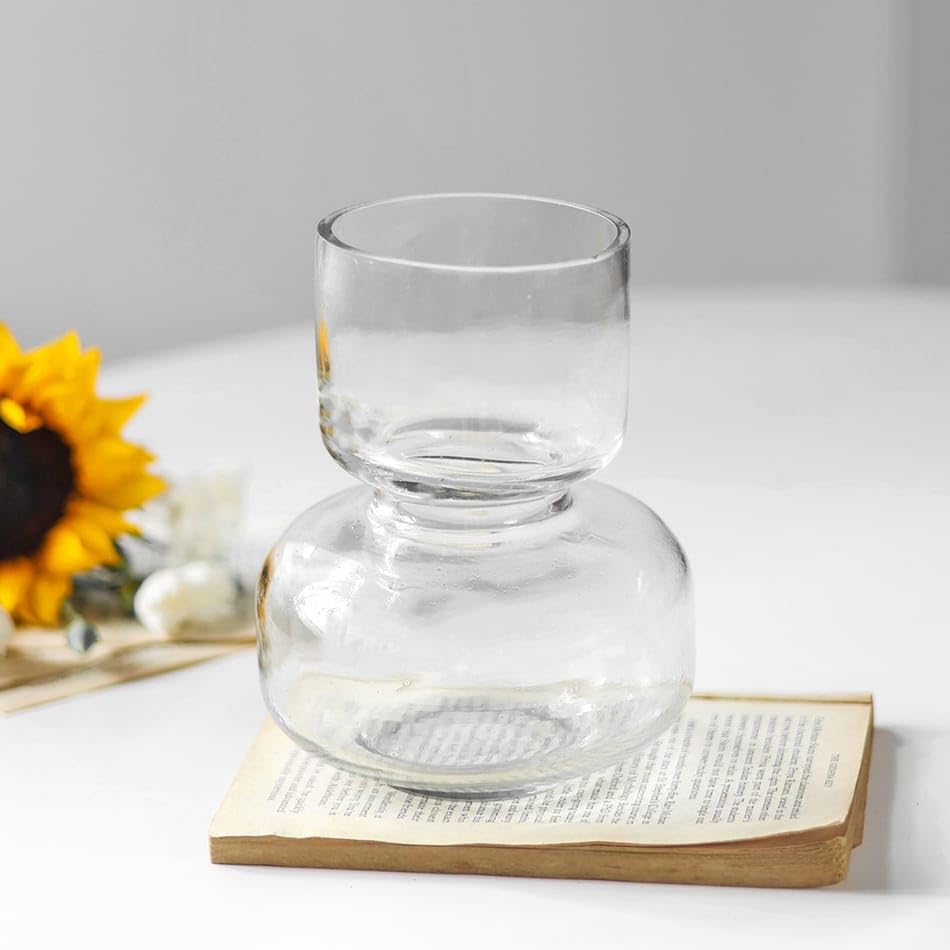 Mahganya Decorative Glass Vase for Flowers Plants Home Decor Office Living Table Decorations, Vases for Home Decor, Clear Glass Vase,Modern-image-29