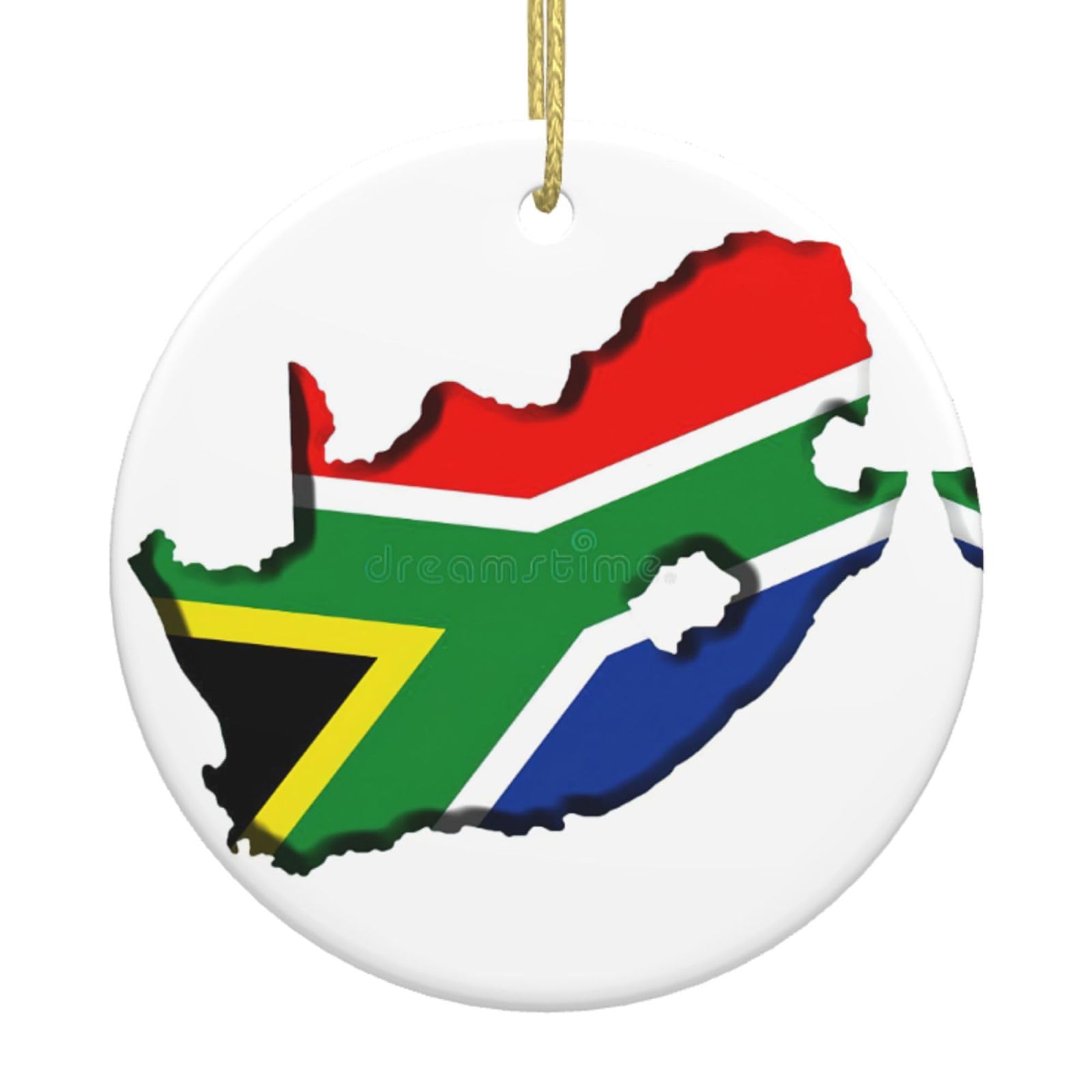 Nhgjnk Women's White South African Flag Map Print Christmas Ornaments, Ceramic Hanging Ornament, Xmas Tree Decoration, Holiday Home Decor