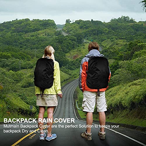 Image of Dust & Rain Cover for Standard Backpack with Storage Pouch | Water-Resistant Dustproof Rain Cover | Elastic Adjustable Protective Cover for School, College, Office, Travel Bags (30L-35L, Black)
