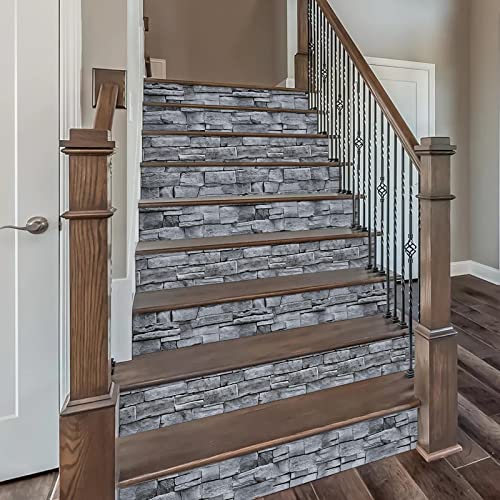 Practicalws 17.71" X 393.7" Grey Brick Stone Peel And Stick Wallpaper 3D Removable Decoration Wall Paper Stick On Wall Panel Backsplash Bedroom Wall #TOP5