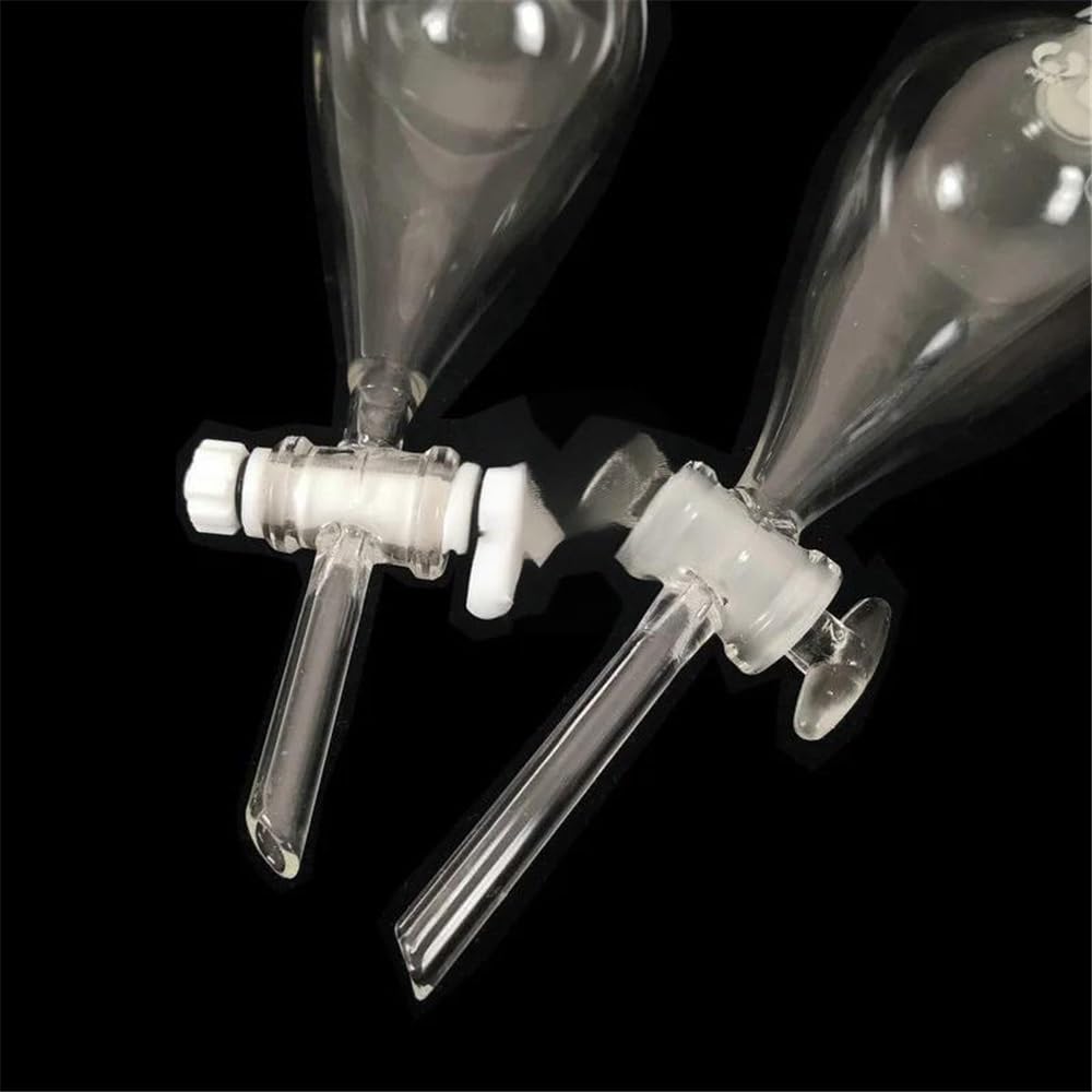 Embudo de separación de vidrio con pistón de vidrio for laboratorio (60 ml, 125 ml, 250 ml, 500 ml y 1000 ml)(1000ml (PTFE piston))