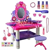 Kindlov-toys Children's Vanity Beauty Dresser Table Play Toddler Fantasy Vanity Beauty Dresser Table Play Set Toy for Kids Girls (Color : Pink, Size : 623364.5CM)