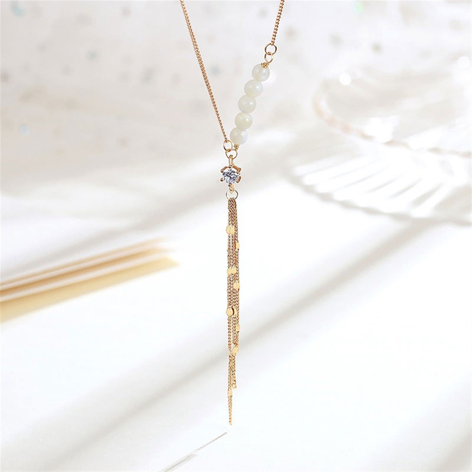 Gioielli da Donna Perline in Argento Sterling Nappa Nuova Moda Estiva Catene per clavicole Tagliente ed Elegante per Collana di Gioielli Fidanzata, Moglie, Mamma