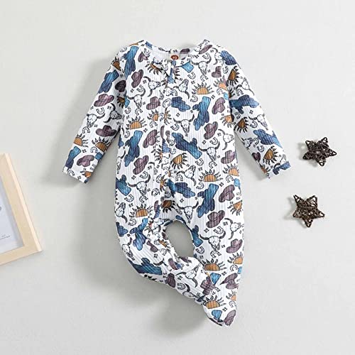 Baby Girls Boys Footed Pajamas, Horse Floral Sleep And Play Pjs, One-Piece Zip Front Footie Romper Jumpsuit 0-18 Month #TOP1