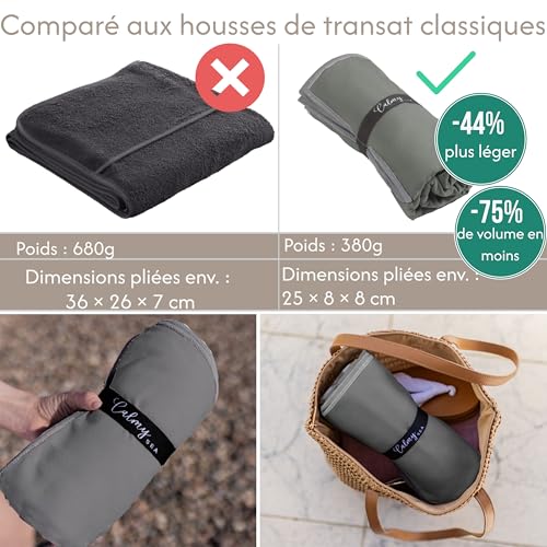 Drap de plage pour bain de soleil beige en microfibre légère pour l'été