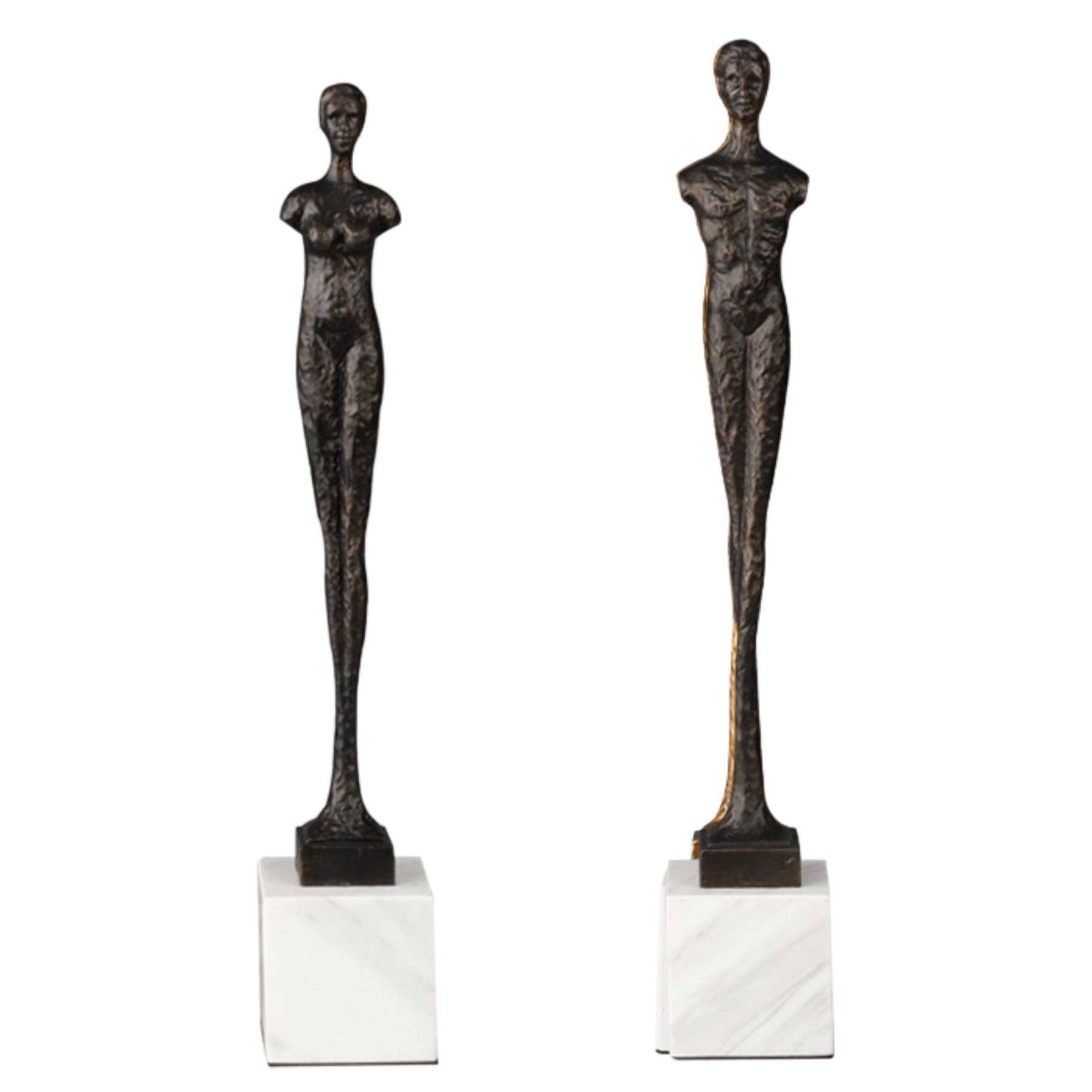 Aottsd Men's Couple Set – Black Abstract Metal Armless Couple Sculpture Marble Base Modern Decor Couple