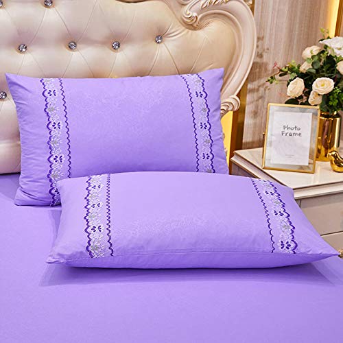Zhiyuan Jacquard Lace 2 Layers Ruffle Purple Bedspread Sheet And 2 Pillow Shams Set, Queen Size #TOP6