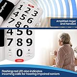 Acenis Big Button Phone for Seniors - Corded Landline Telephone - Large Buttons and One-Touch Dialling for Visually Impaired - 80 dB Amplified Ringer for Hearing Impaired, Ergonomic Non-Slip Grip