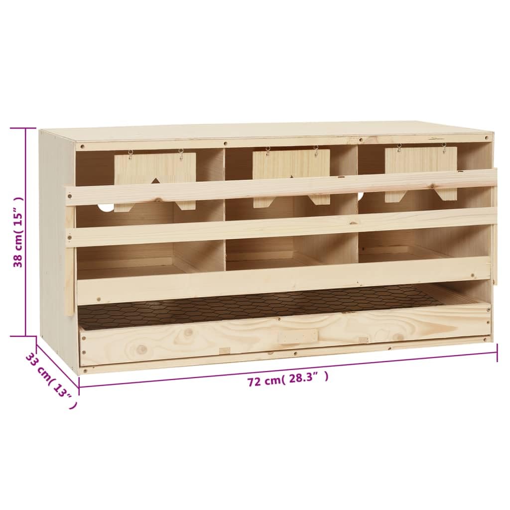 Genérico Ponedero para gallinas 3 Compartimentos Madera Pino 72x33x38 cm,Economía e Industria,Agricultura,Cría de Animales,Incubadoras de huevos-170654
