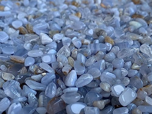 Image of 2 oz Lot Natural Blue Lace Agate Semi Tumbled Gemstone Chips, Crushed Mini Crystals, Undrilled Crystal Chips (Blue Lace Agate)