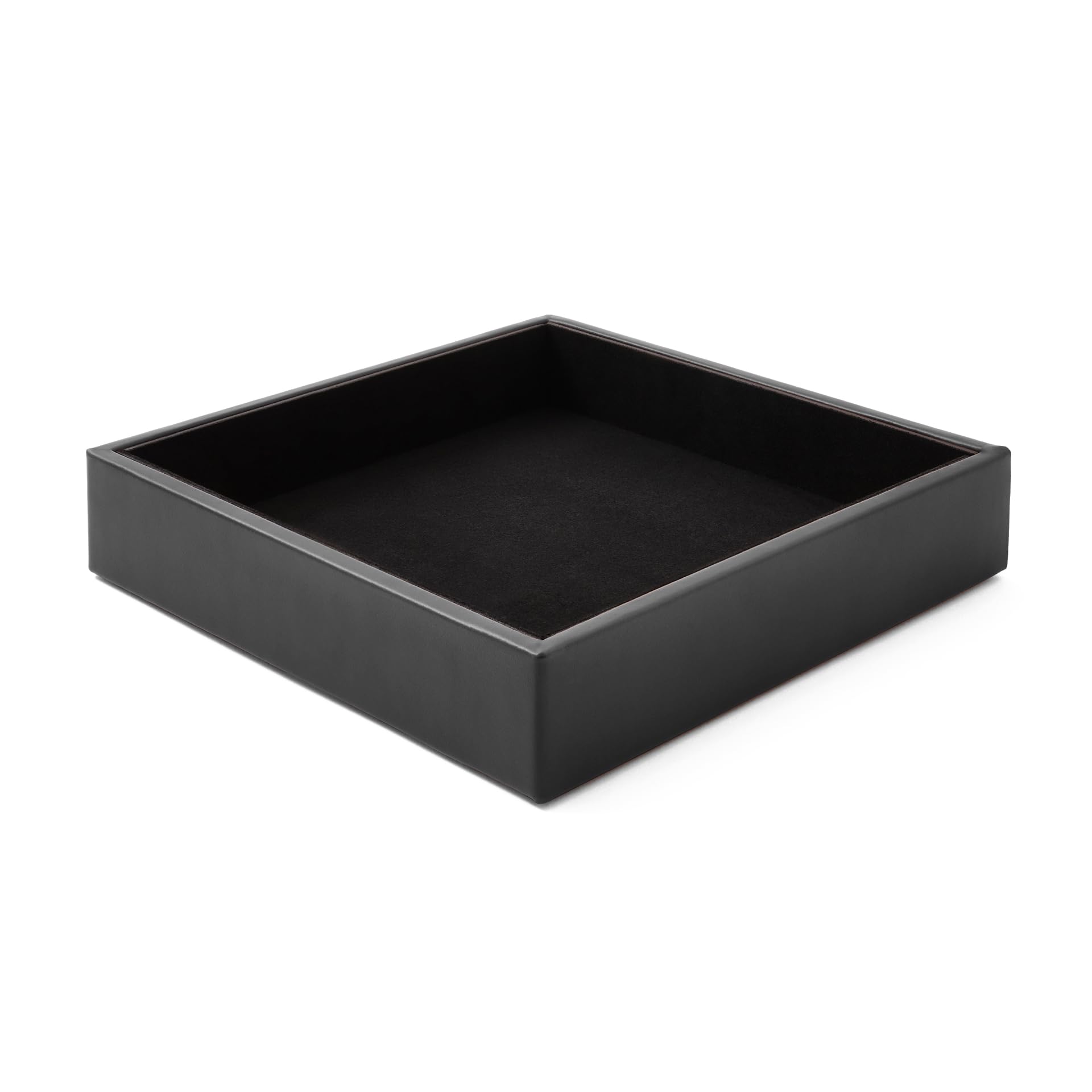 Eglooh - Minerva - taca Valet Leather Black - organizer na biurko z nowoczesnym designem - taca do przechowywania kluczy, monet, biżuterii - cm 16,5 x 16,5 - całkowicie Made in Italy